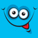 Visage souriant bleu