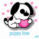 Chiot adorable tenant un coeur