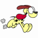 Odie courant � toute allure