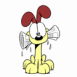 Odie portant un journal