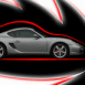 Porsche grise sur fond design