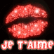 L�vres rouges lumineuses "Je t'aime"