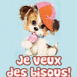Chiot avec une sucette "Je veux des bisous!"