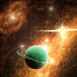 Plan�te verte au milieu d'�toiles
