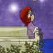 R�veuse au bord d'une terrasse