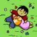 Enfants allong�s sur l'herbe