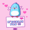 Poussinou bleu kawaii "M'oublie pas!!!"