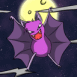 Chauve souris, devant la lune