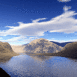 Lac et collines en 3D