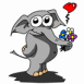 �l�phant avec coeur et bouquet fond blanc