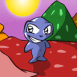 Alien bleu sur plan�te color�e