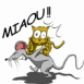 Chat port� par une souris et miaulant d'�tonnement