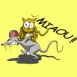 Chat port� par une souris sur fond jaune, version 2