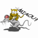 Chat port� par une souris sur fond blanc, version 2