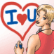 Femme graffant "I love U"