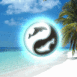 Ying Yang et dauphins sur la plage