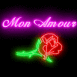 N�on rose rouge "Mon amour"