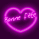 Coeur n�on "Bonne f�te"