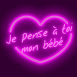 Coeur n�on "Je pense � toi"
