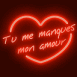Coeur néon "Tu me manques mon amour"