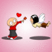 Gar�on offrant une fleur � une fille