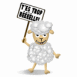 Mouton tenant une pancarte "T'es trop b���lle!"