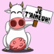 Vache tenant une pancarte "Je t'aimeuh!"