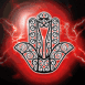 Main de Fatima sur fond d'�clairs rouges 