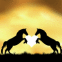 Chevaux et soleil en forme de coeur