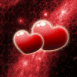 Coeurs rouges dans l'espace