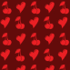 Motif "Coeurs et cerises" fond rouge
