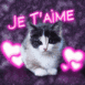 Chat et coeurs fluo "je t'aime"