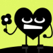 Coeur cartoon sur fond jaune