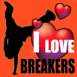 Silhouette noire "I love breakers"