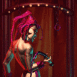 Femme rousse un fouet � la main