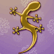 Salamandre sur fond mauve
