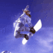 Snowboardeuse survolant les montagnes