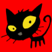 Chat noir sur fond rouge