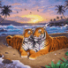 Couple de tigres sur la plage
