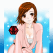 Fille avec un d�collet� rose