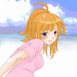 Fille blonde en bord de mer
