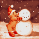 Ourson faisant un bonhomme de neige