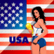 Etats-Unis: Bimbo et drapeau