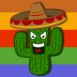 Cactus sur fond multicolore