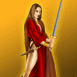 Amazone en robe rouge