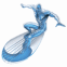 Surfeur d'argent sur sa planche