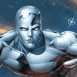 Surfeur d'argent sur fond �toil�