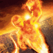 La Torche enflamm�e devant les buildings