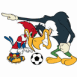 Woody Woodpecker joueur de foot avec le vautour