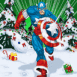 Captain America court entre deux sapins